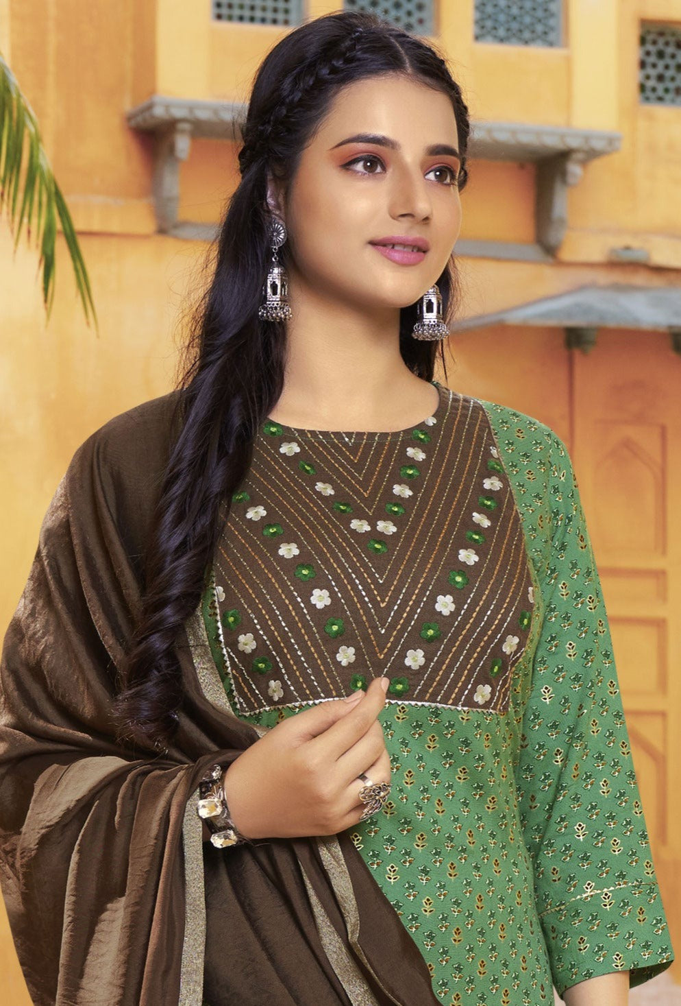 Embroidered Kurti With Pant & Dupatta