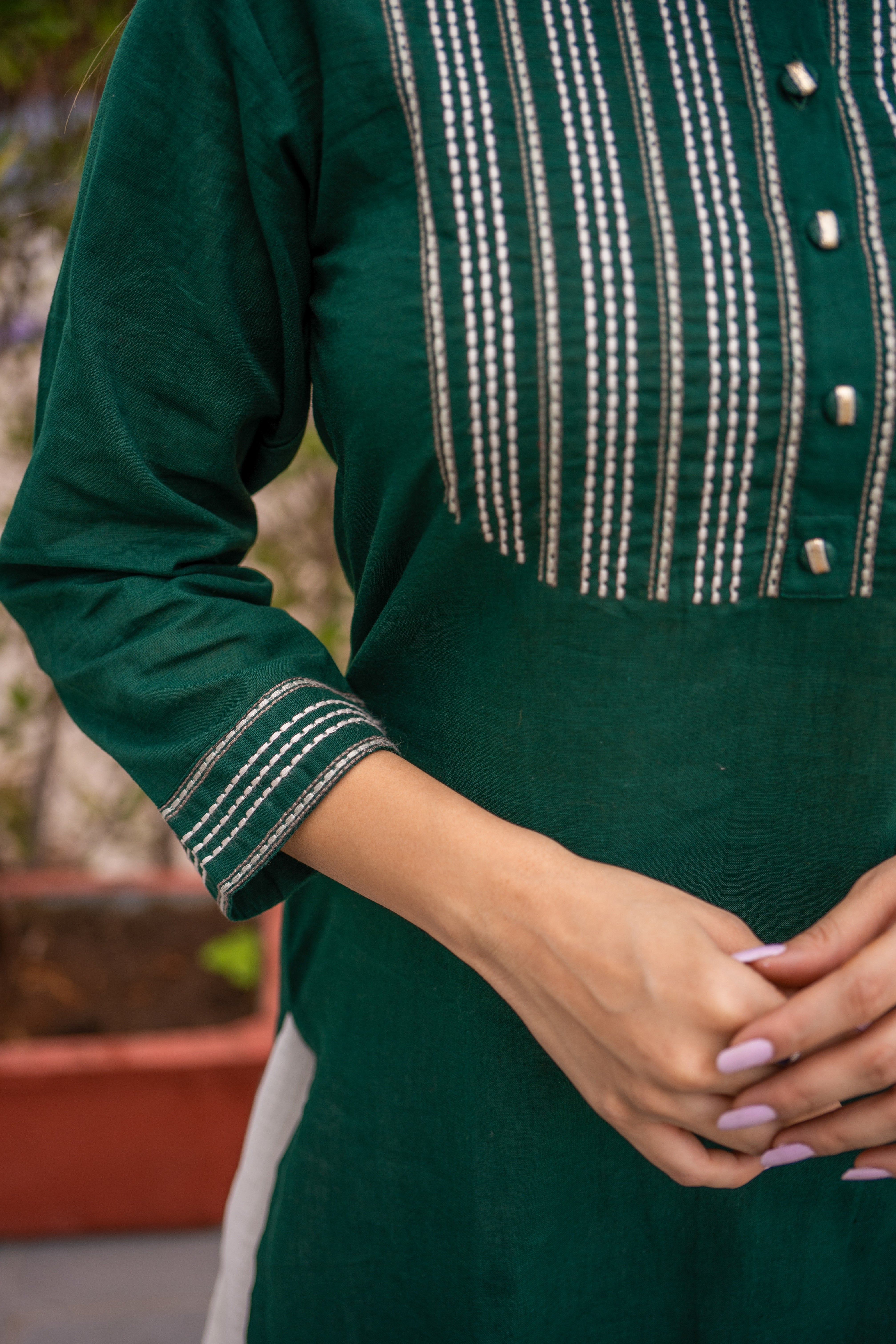 Embroidered Kurti With Pant & Dupatta