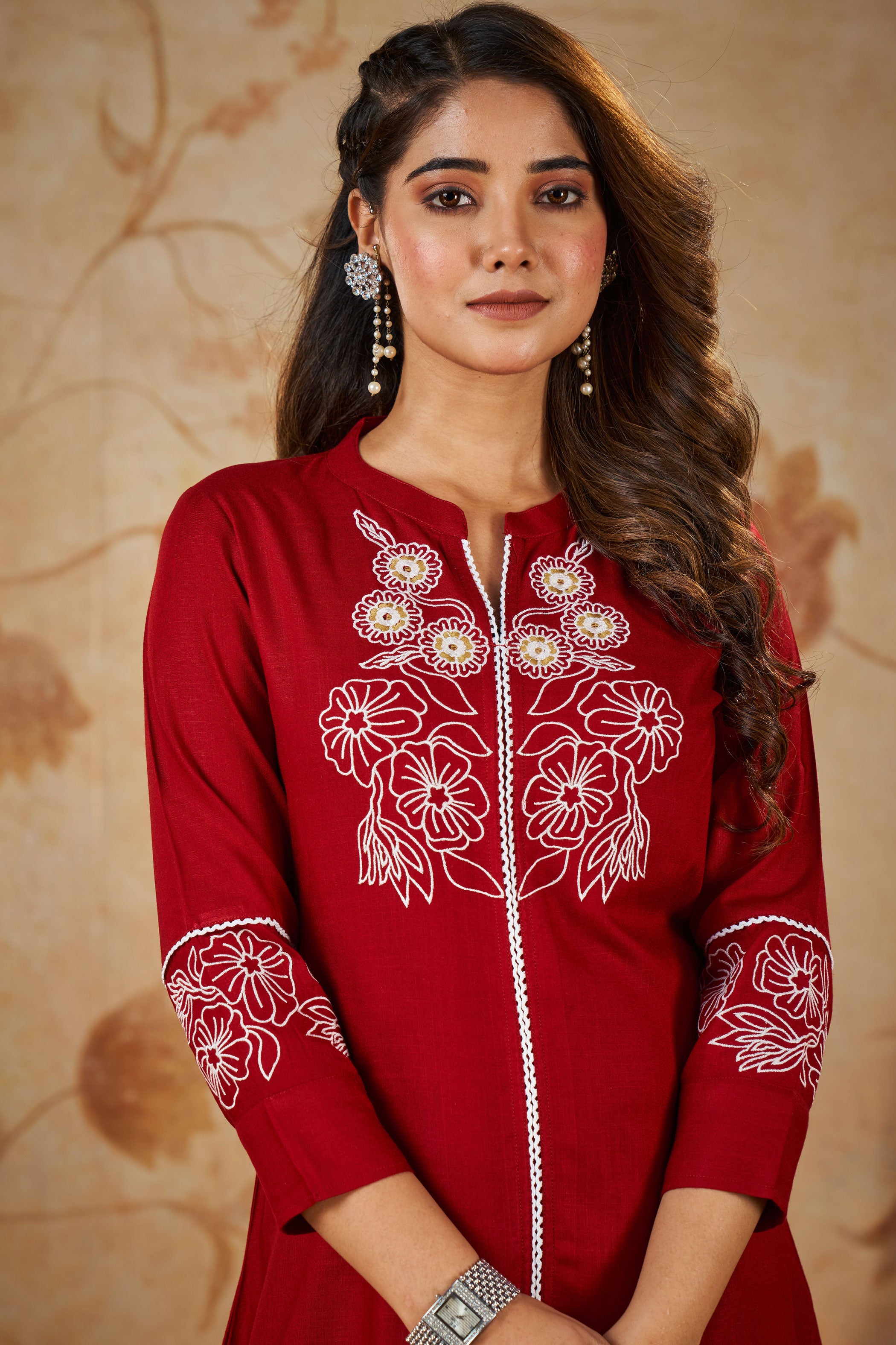 Embroidered A-Line Ethnic Dress