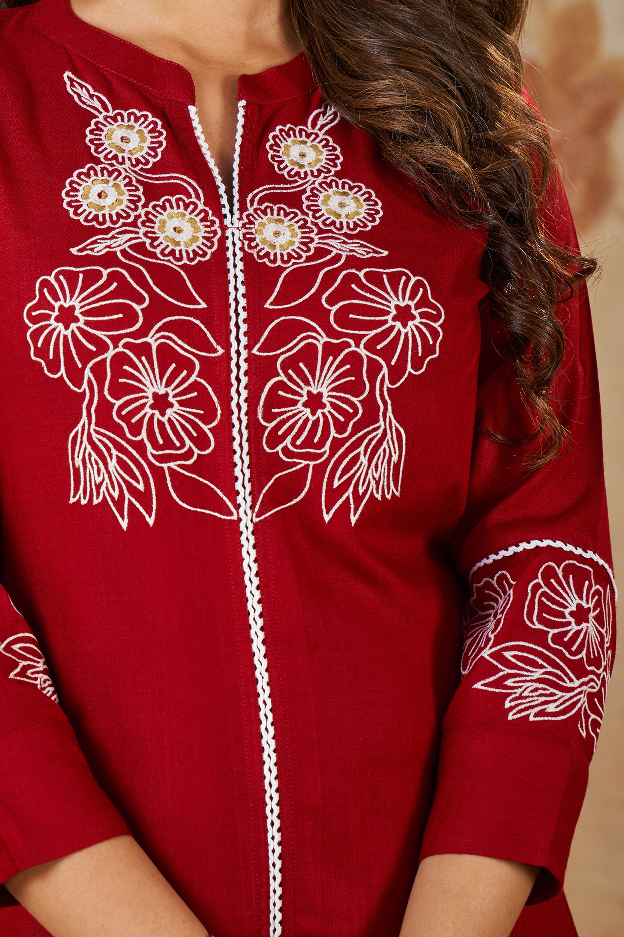 Embroidered A-Line Ethnic Dress