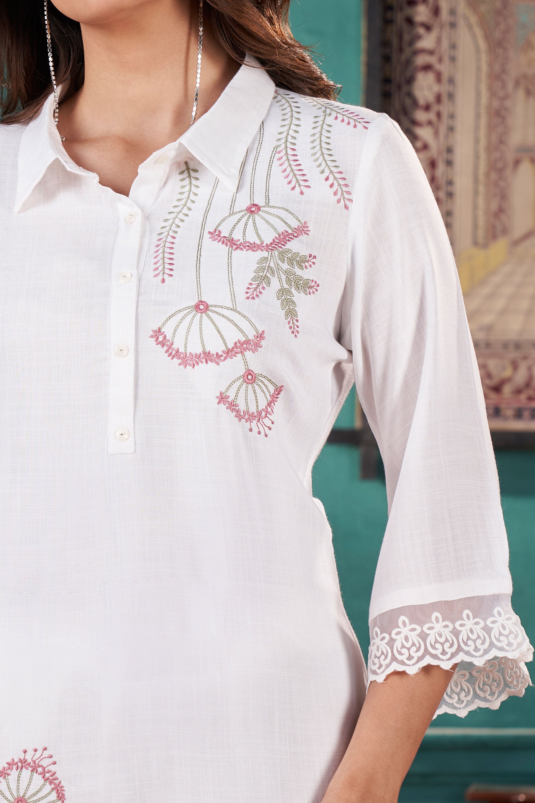 Embroidered Tunic With Trousers Co-Ords