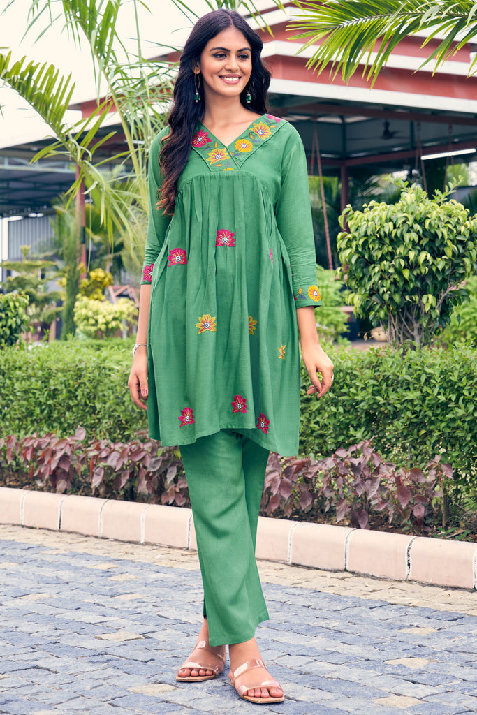Embroidered Tunic With Palazzos Co-Ords