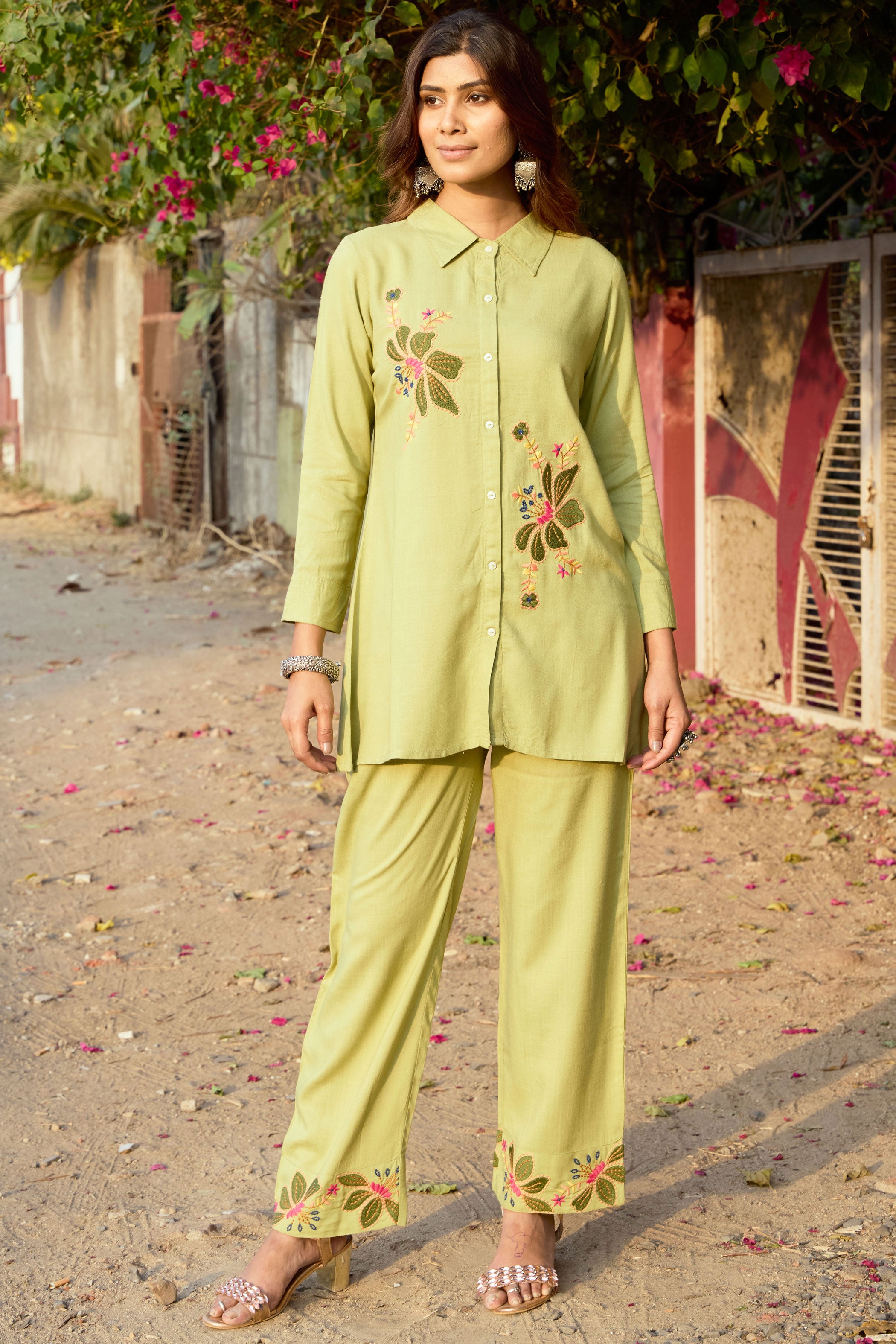 Embroidered Shirt And Trousers