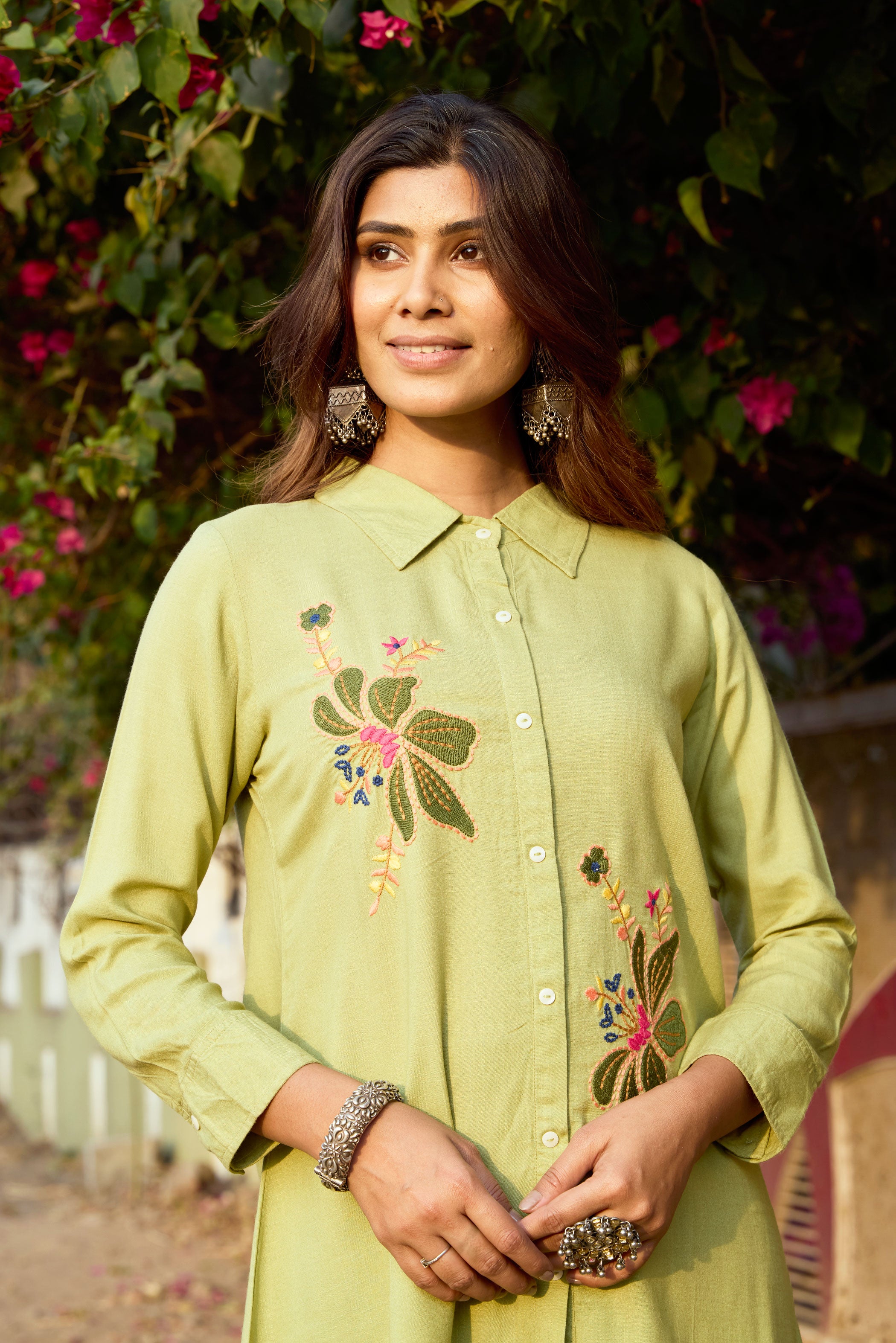 Embroidered Shirt And Trousers