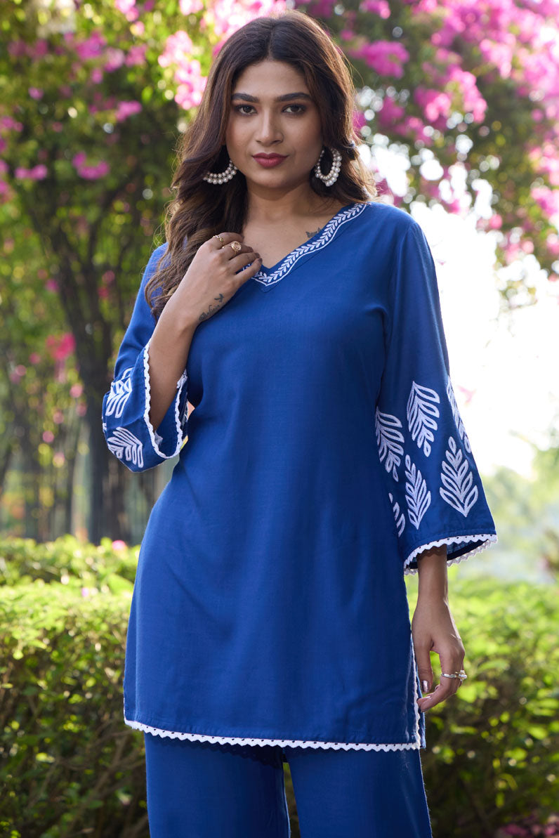 Embroidered Tunic With Trousers Co-Ords