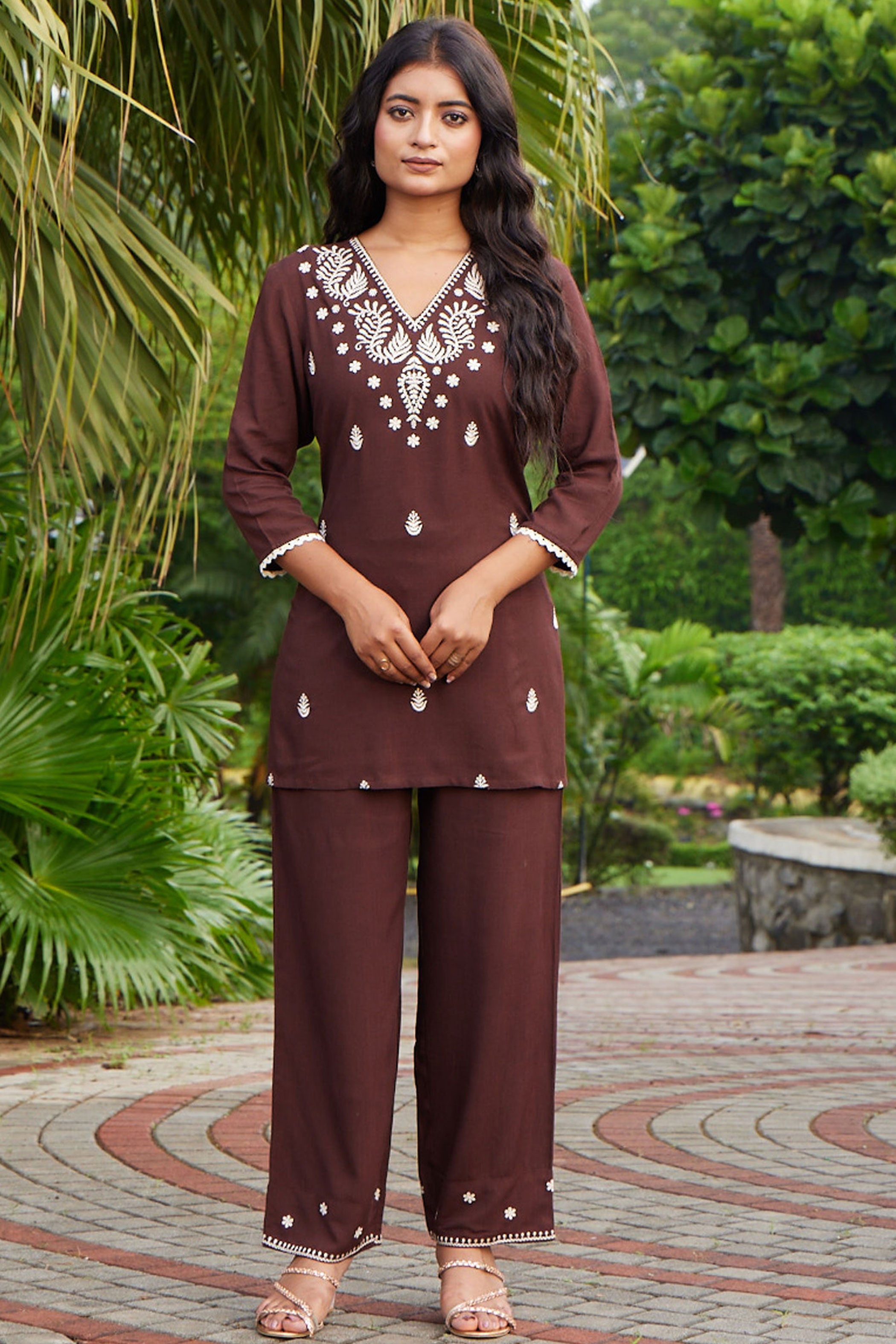 Embroidered Tunic With Trousers Co-Ords