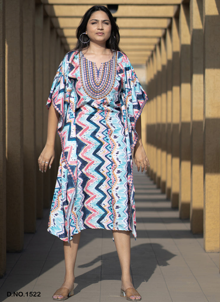 Round Neck Printed Crepe Gown